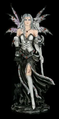Elfen Statue 140 Cm Mit Katze XXL - Black Magica