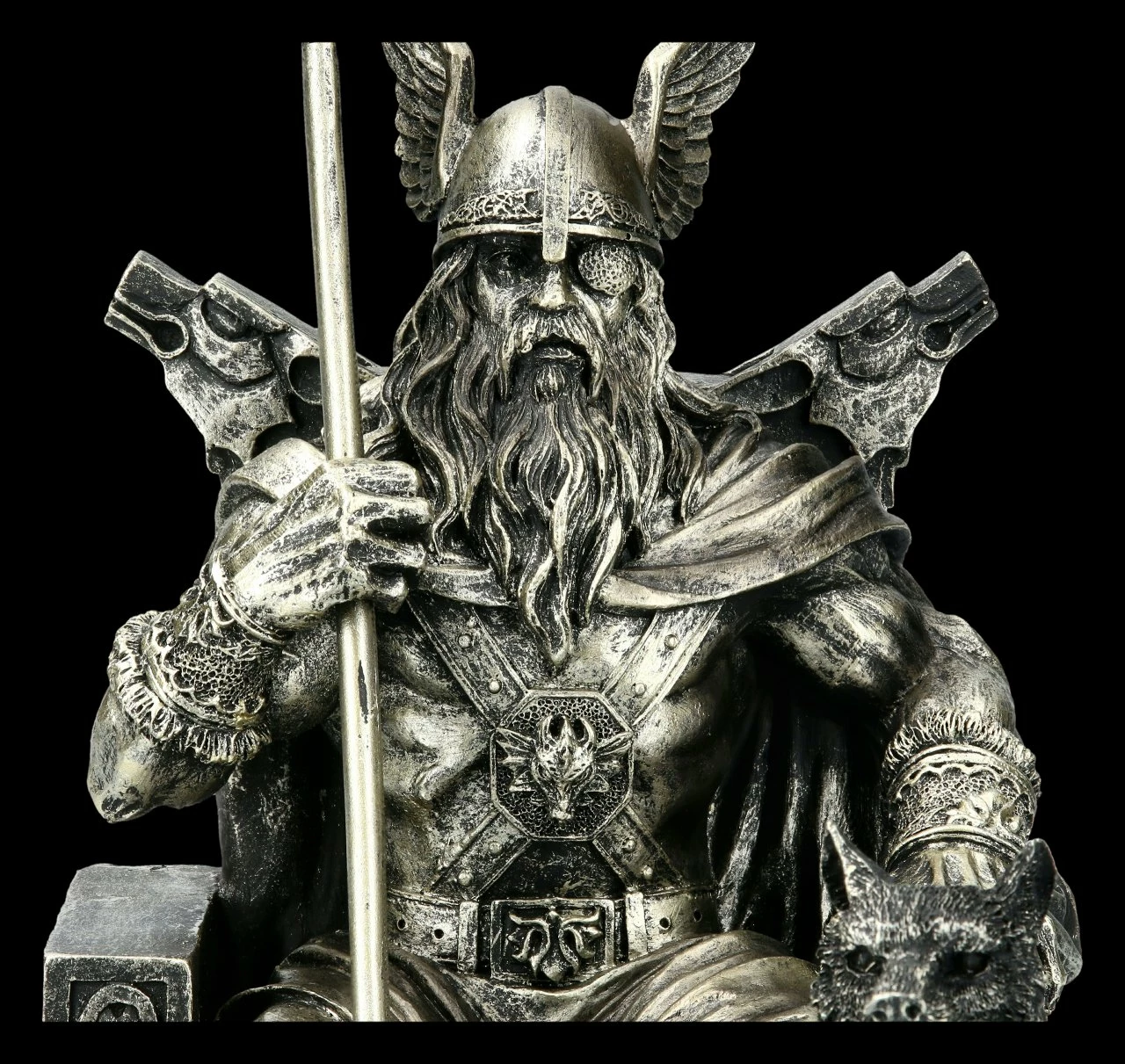 Odin Figur - Göttervater Auf Thron Mit Wölfen 9 Odin Figur - Göttervater Auf Thron Mit Wölfen – Bild 7