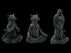 Schwarzen Yoga Katzen Figuren - 3er Set
