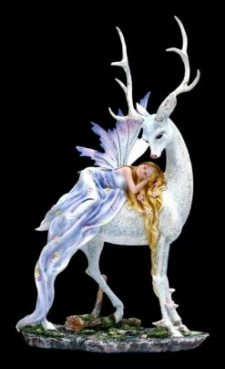 Elfen Figur Schläft Auf Weißem Hirsch