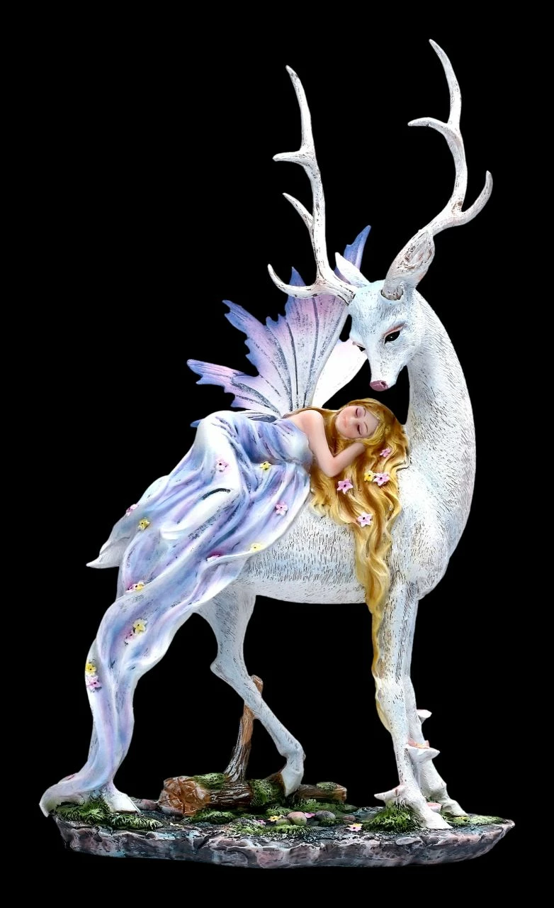Elfen Figur Schläft Auf Weißem Hirsch 3 Elfen Figur Schläft Auf Weißem Hirsch
