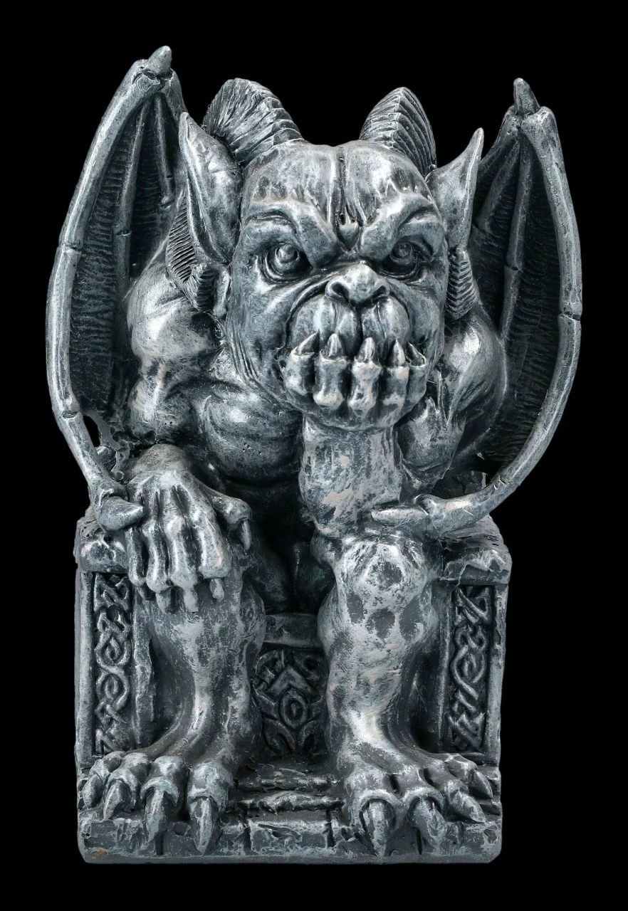Gargoyle Figur - Kleiner Herrscher Auf Thron 3 Gargoyle Figur - Kleiner Herrscher Auf Thron