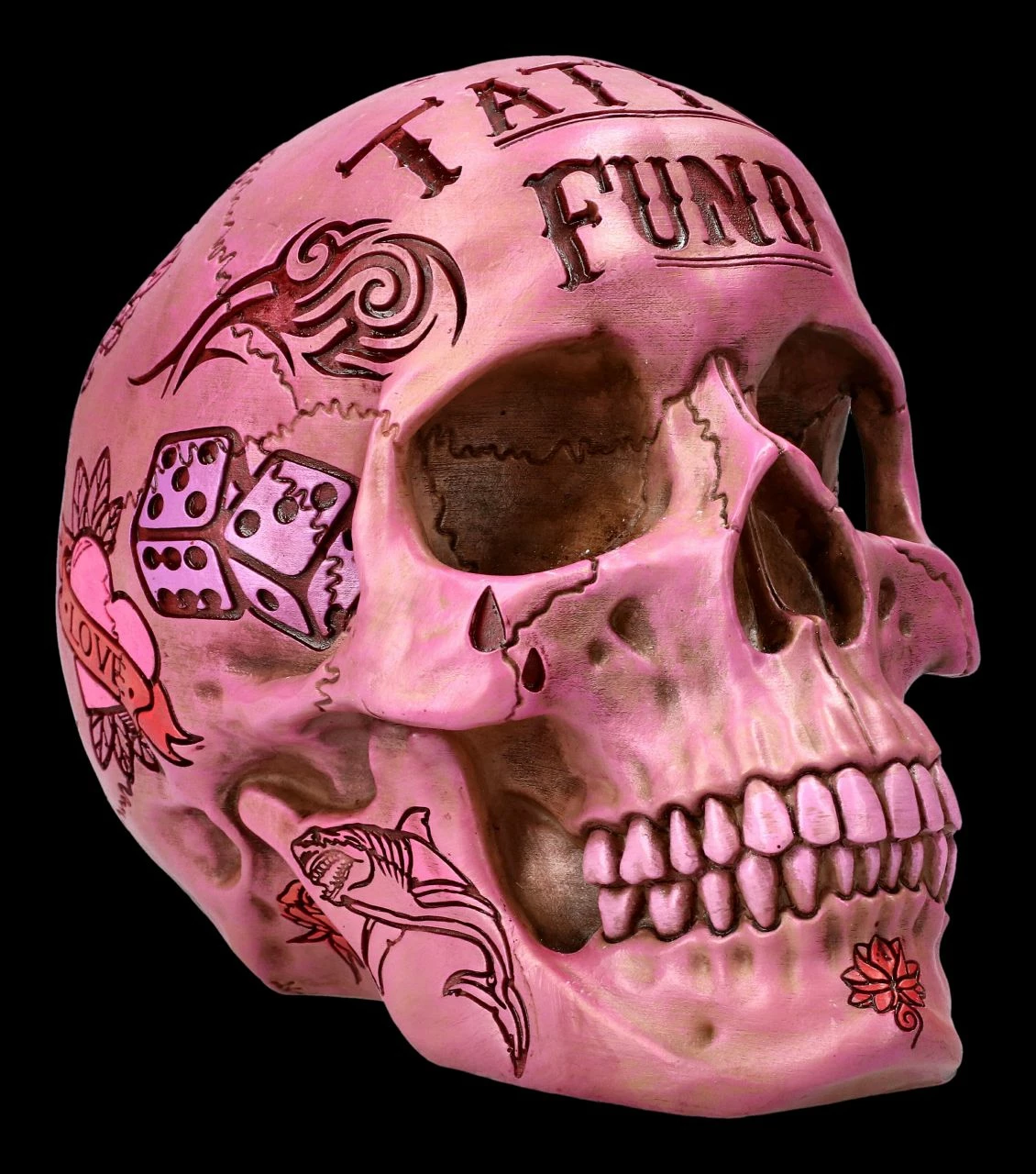 NEMESIS NOW Totenkopf - Tattoo Spardose - Pink 3 NEMESIS NOW Totenkopf - Tattoo Spardose - Pink
