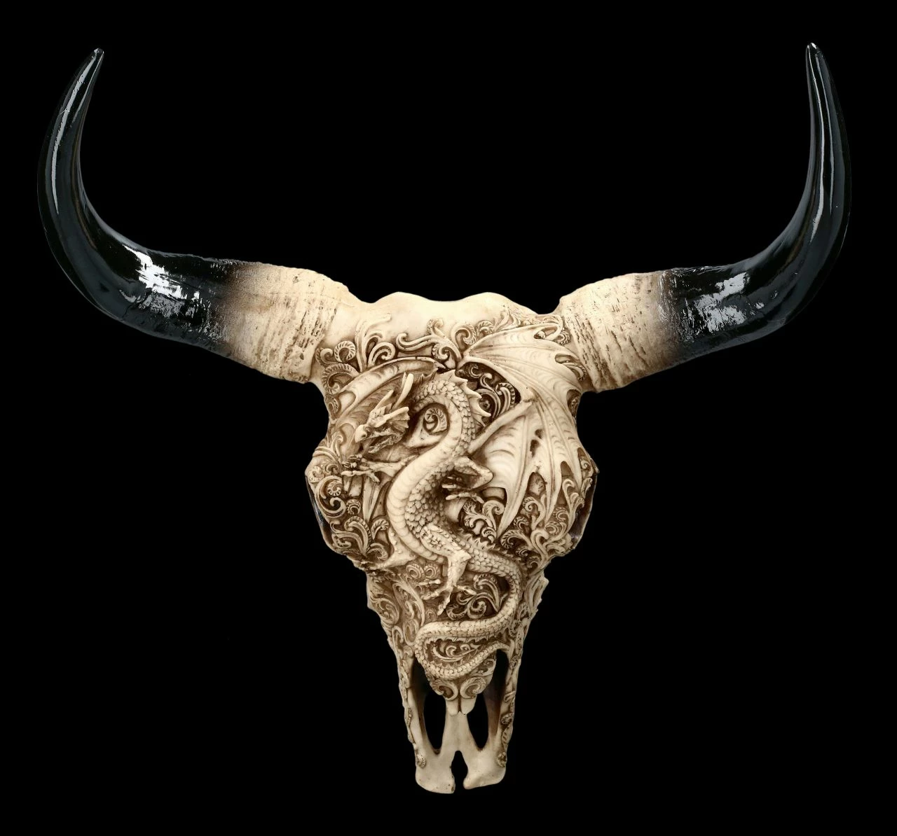 Wandrelief Stier Schädel - Drachenmotiv Groß 3 Wandrelief Stier Schädel - Drachenmotiv Groß
