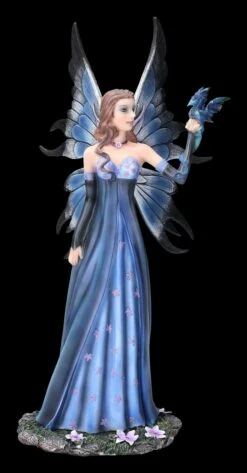 Elfenfigur - Rebecca Mit Blauem Kleid Und Drache