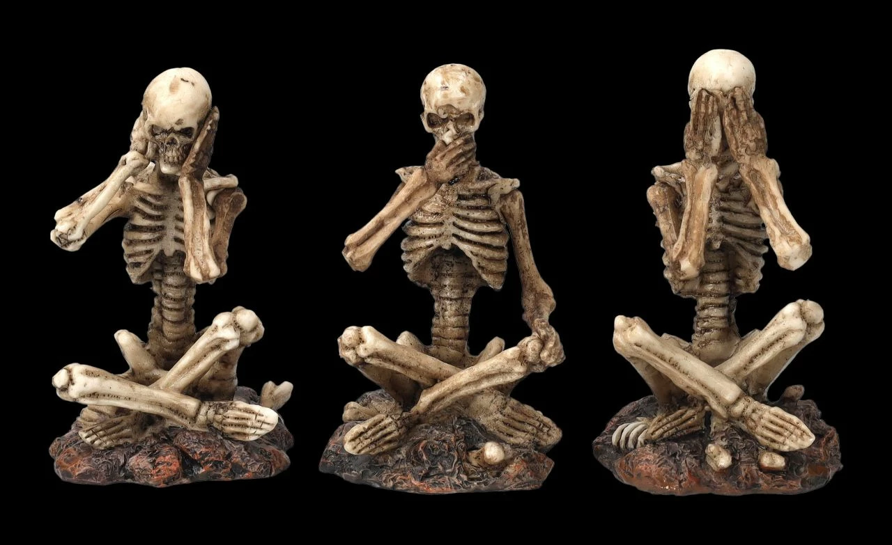 Skelett Figuren Sitzend 3er Set - Nichts Böses 3 Skelett Figuren Sitzend 3er Set - Nichts Böses
