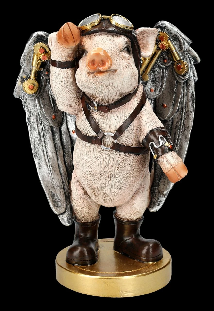Schweinchen Figur Mit Flügeln - Porky Pilot 3 Schweinchen Figur Mit Flügeln - Porky Pilot