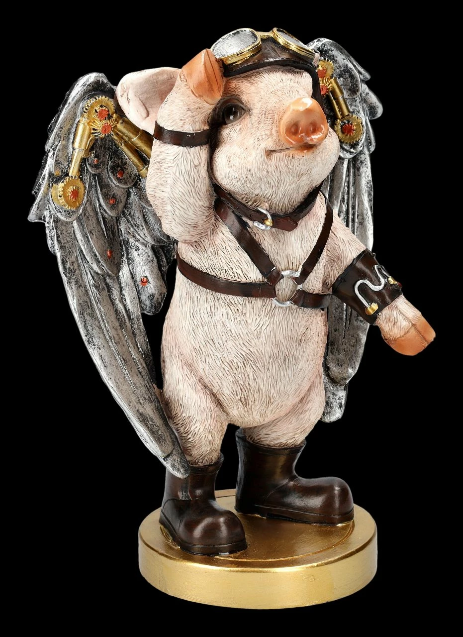 Schweinchen Figur Mit Flügeln - Porky Pilot 5 Schweinchen Figur Mit Flügeln - Porky Pilot – Bild 3