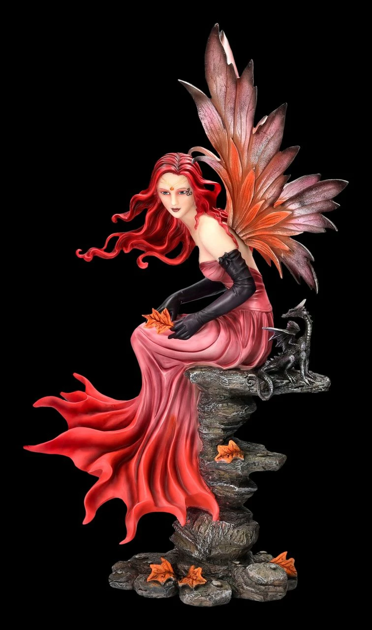 Elfenfigur - Herbstfee Carreen Mit Drache Rot 4 Elfenfigur - Herbstfee Carreen Mit Drache Rot – Bild 2