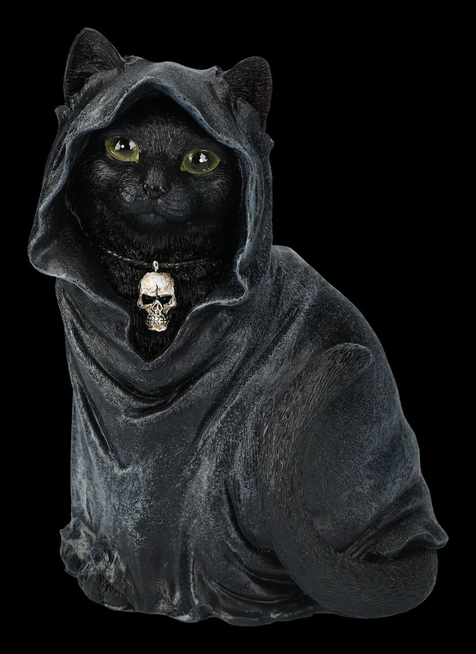 Katzenfigur Mit Sensenmann-Kutte 3 Katzenfigur Mit Sensenmann-Kutte