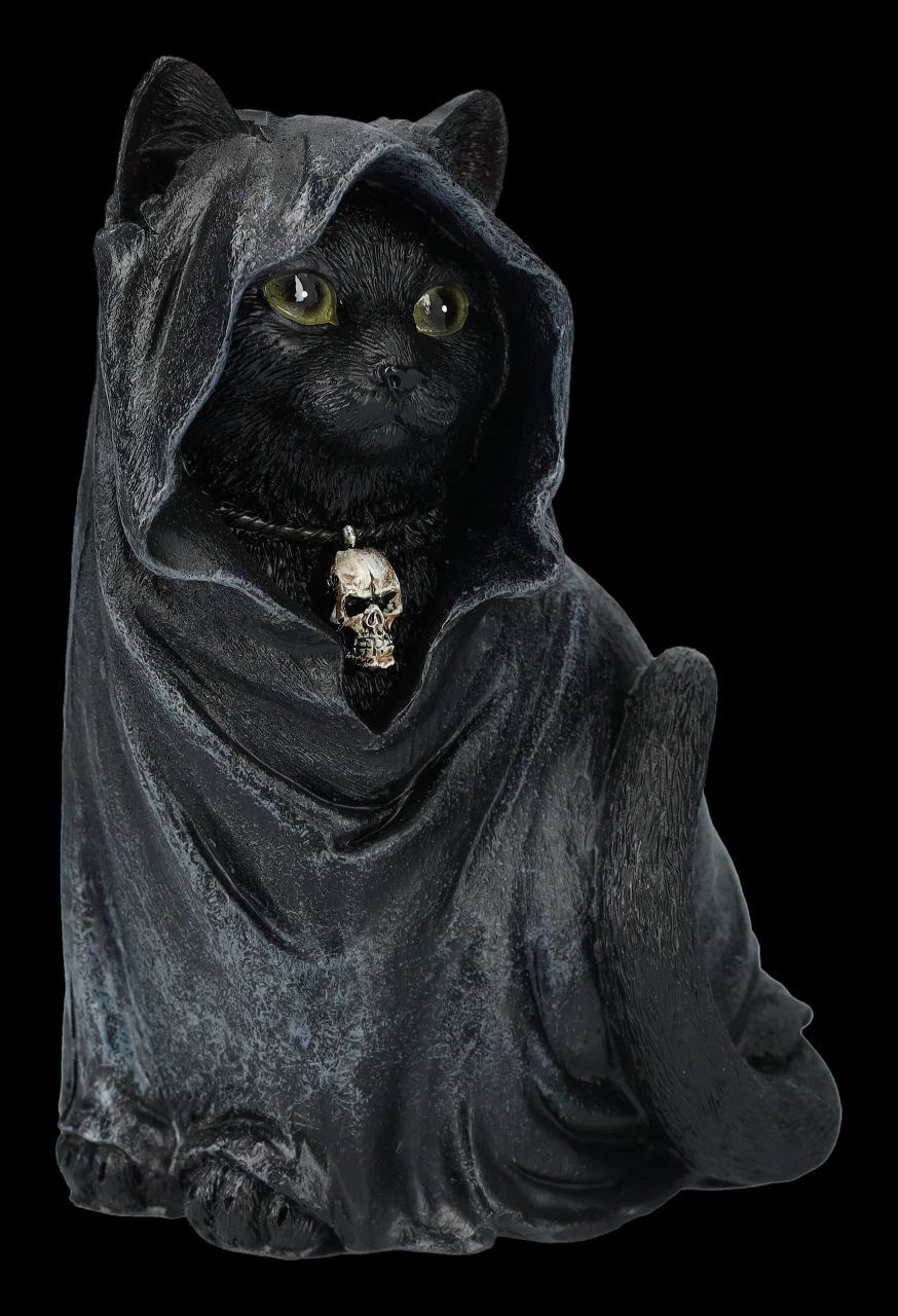 Katzenfigur Mit Sensenmann-Kutte 4 Katzenfigur Mit Sensenmann-Kutte – Bild 2