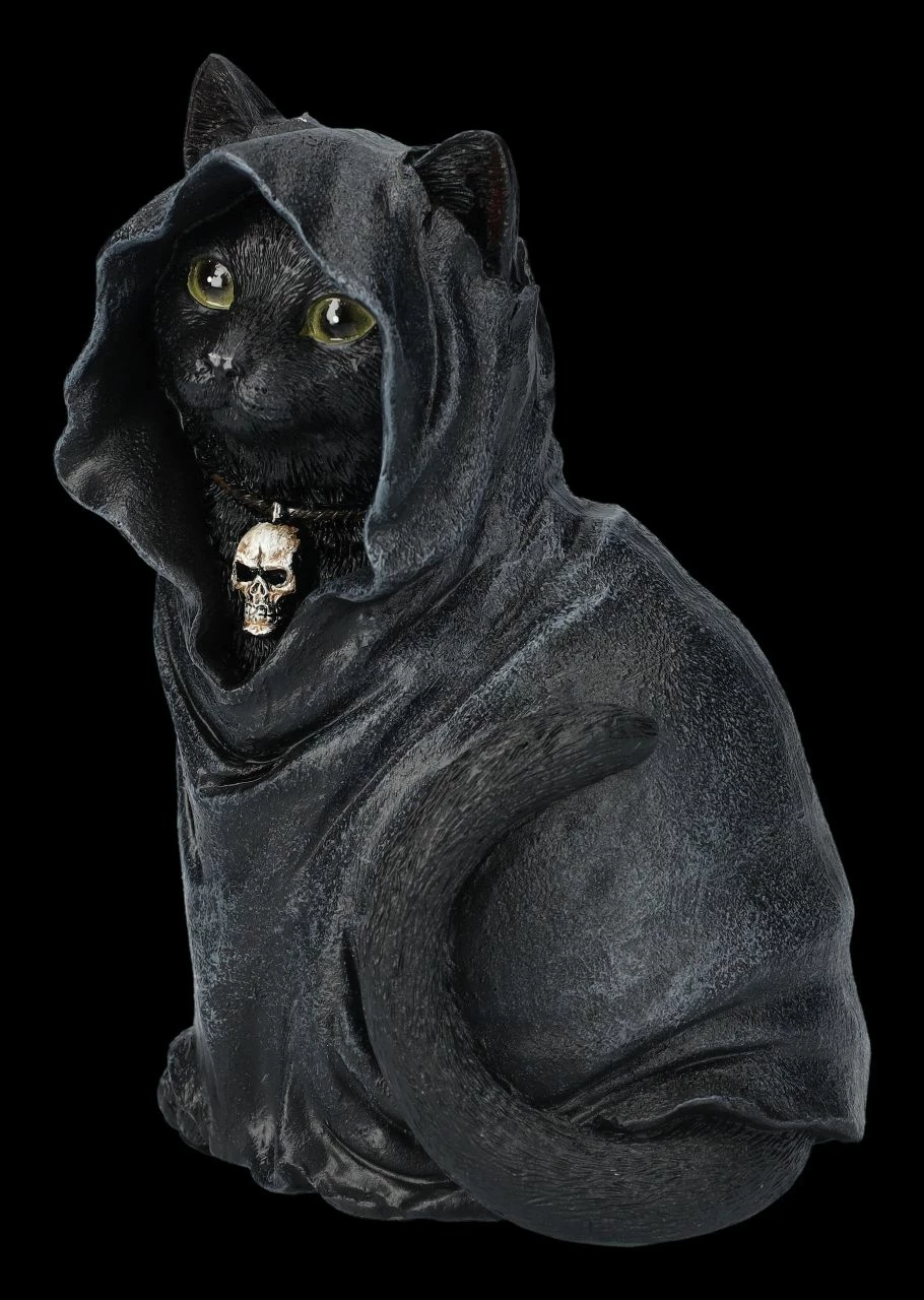 Katzenfigur Mit Sensenmann-Kutte 5 Katzenfigur Mit Sensenmann-Kutte – Bild 3