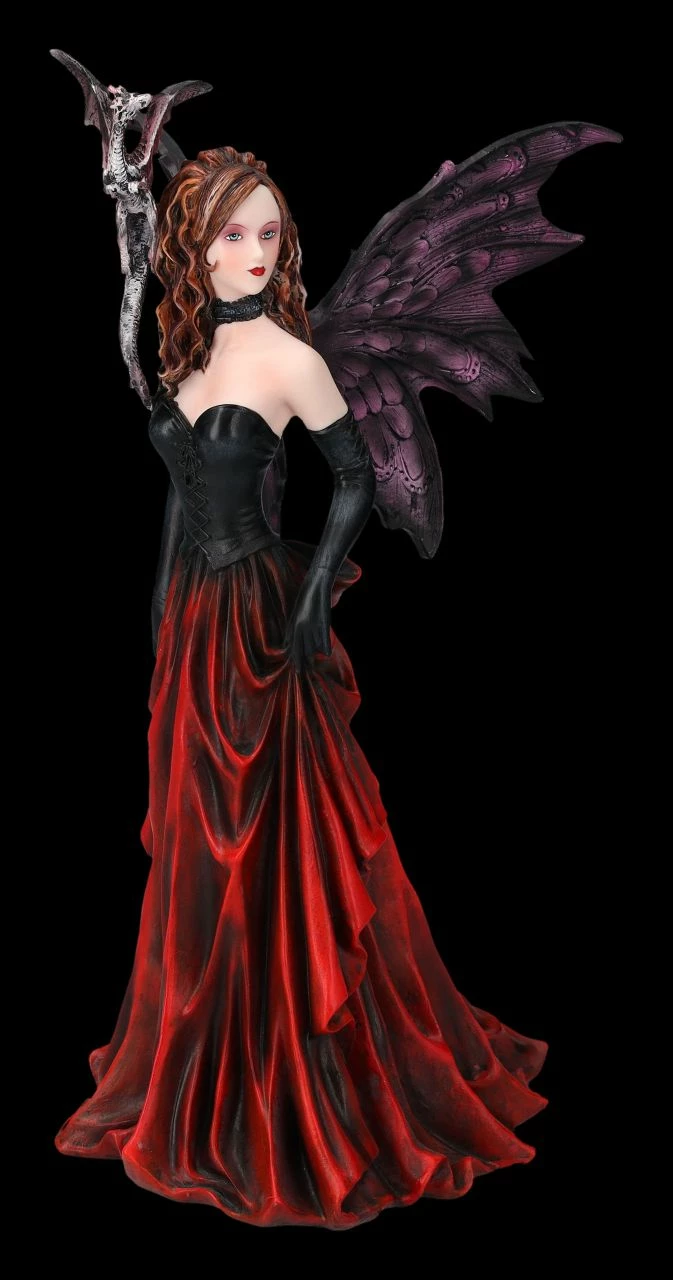 Elfen Figur - Elowen Im Gothic Look Mit Drache 3 Elfen Figur - Elowen Im Gothic Look Mit Drache