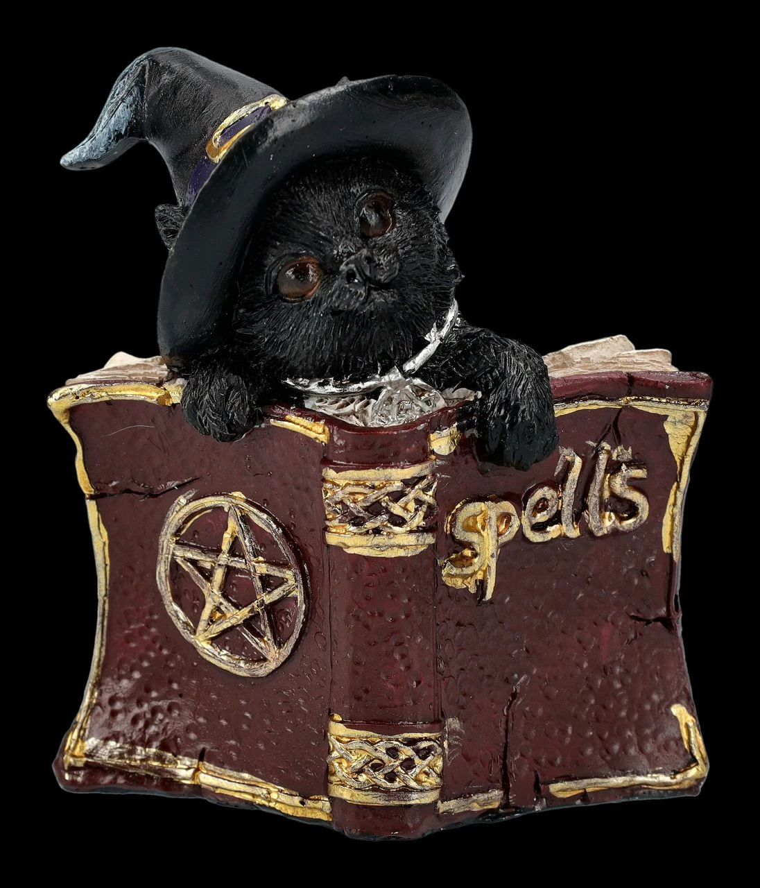 Katzen Figur Mit Zauberbuch - Kitty's Grimoire Rot 3 Katzen Figur Mit Zauberbuch - Kitty's Grimoire Rot