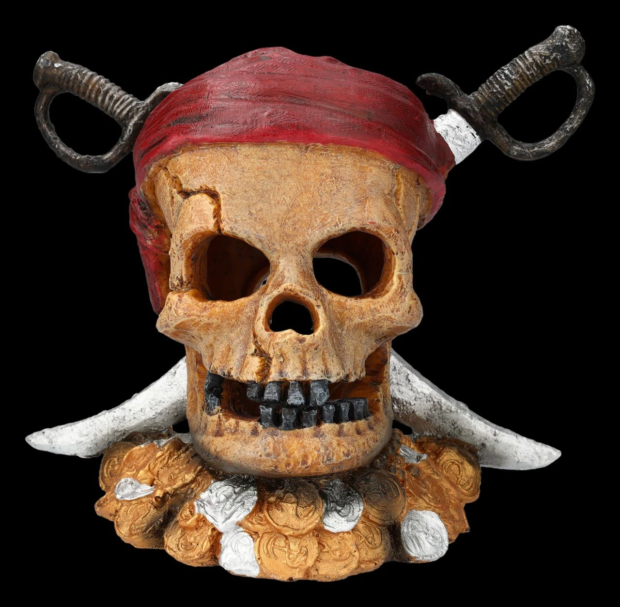 Aquarium Figur - Totenkopf Pirat Mit Säbeln 3 Aquarium Figur - Totenkopf Pirat Mit Säbeln