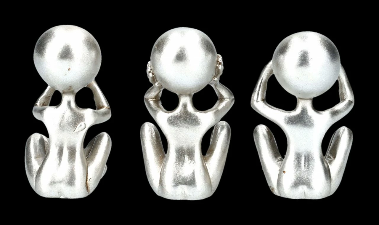 Alien Figuren - Nichts Böses Silberfarben 5 Alien Figuren - Nichts Böses Silberfarben – Bild 3