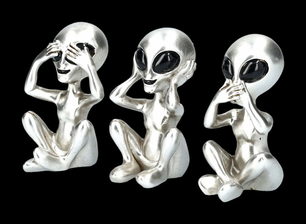 Alien Figuren - Nichts Böses Silberfarben 6 Alien Figuren - Nichts Böses Silberfarben – Bild 4