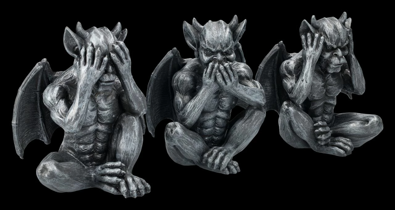 Gargoyle Figuren Sitzend - Nichts Böses 4 Gargoyle Figuren Sitzend - Nichts Böses – Bild 2