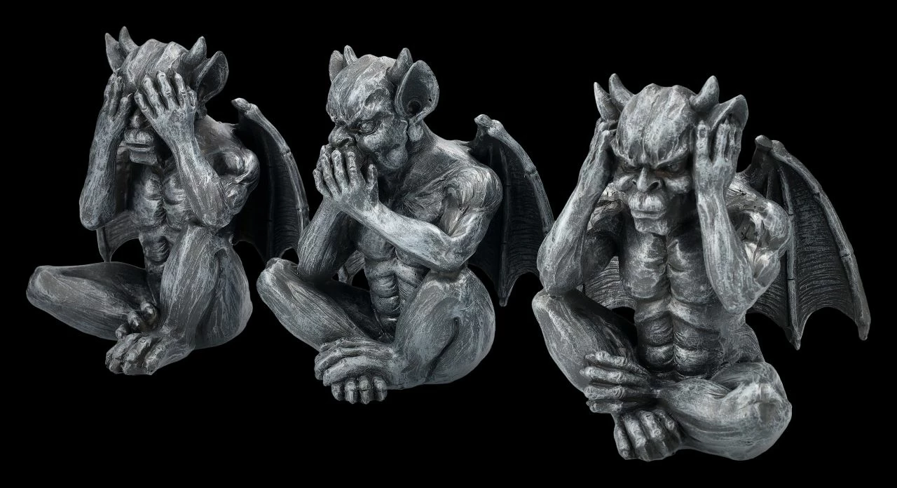 Gargoyle Figuren Sitzend - Nichts Böses 6 Gargoyle Figuren Sitzend - Nichts Böses – Bild 4