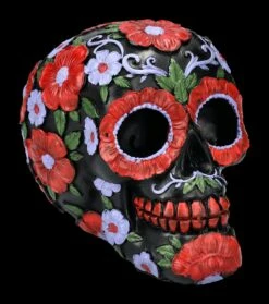 Totenkopf - Schwarz Mit Roten Blumen DOD