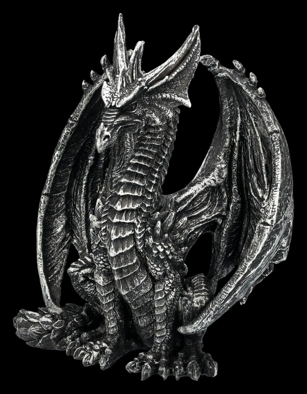 Drachen Figur - Wächter Silberfarben 5 Drachen Figur - Wächter Silberfarben – Bild 3