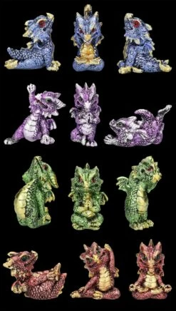 Drachen Figuren 12er Set - Yoga