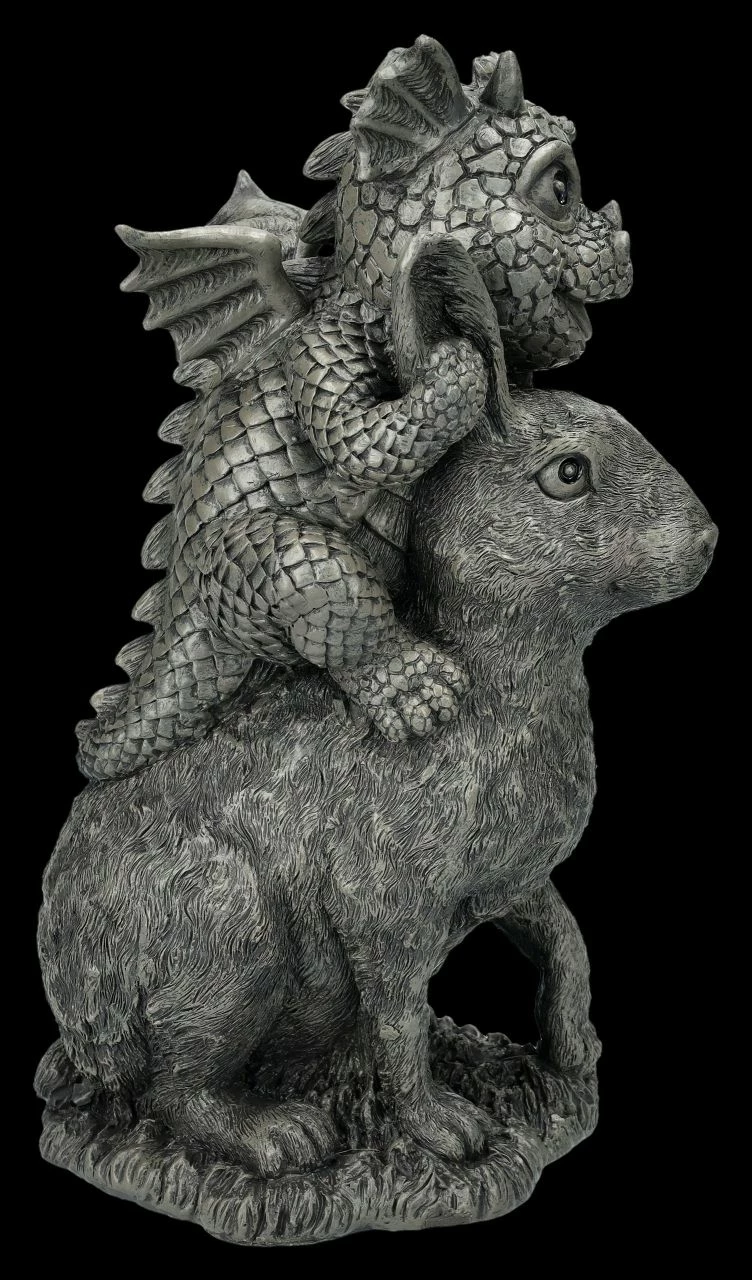 Garten Figur - Drachen Baby Reitet Auf Hase 8 Garten Figur - Drachen Baby Reitet Auf Hase – Bild 6