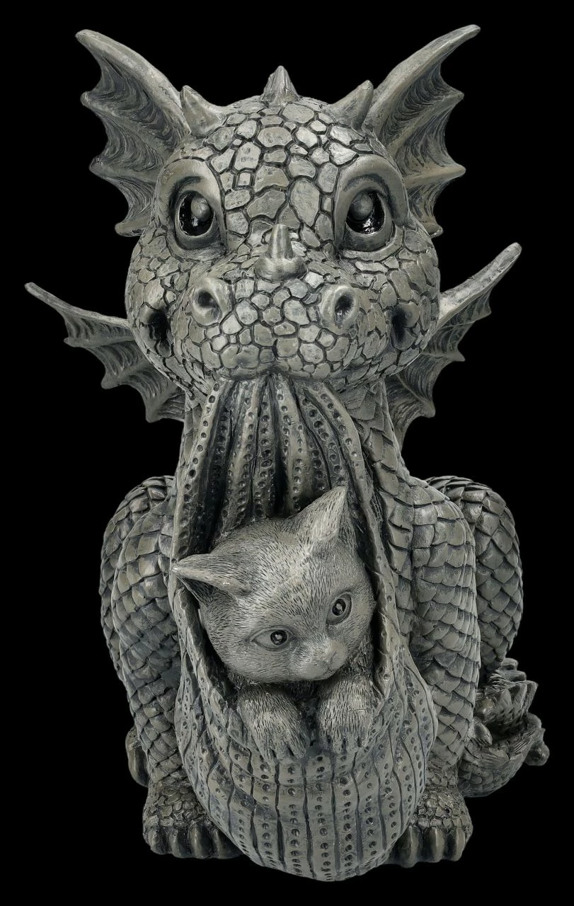 Garten Figur - Drache Trägt Katze 4 Garten Figur - Drache Trägt Katze – Bild 2