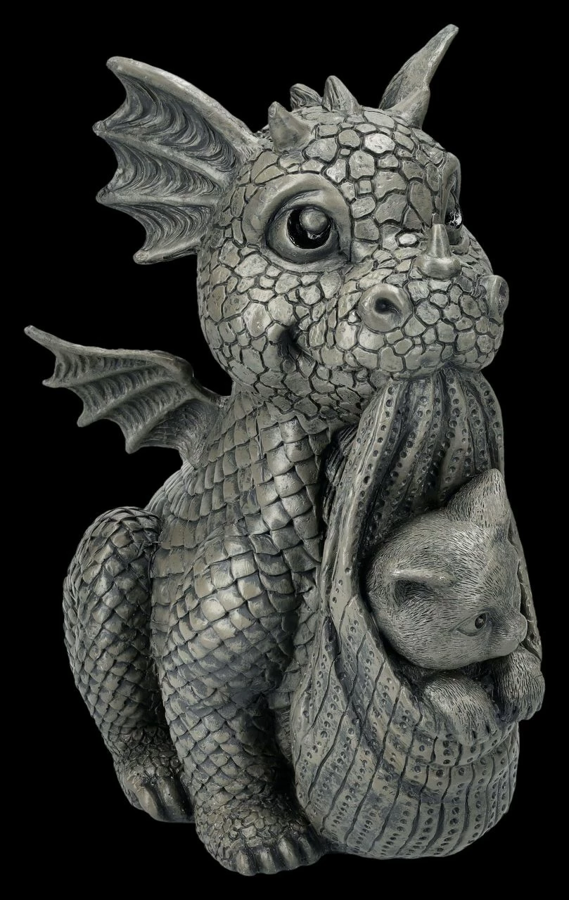 Garten Figur - Drache Trägt Katze 5 Garten Figur - Drache Trägt Katze – Bild 3