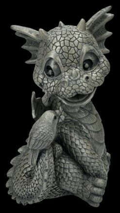 Garten Figur - Drache Freut Sich über Vogel