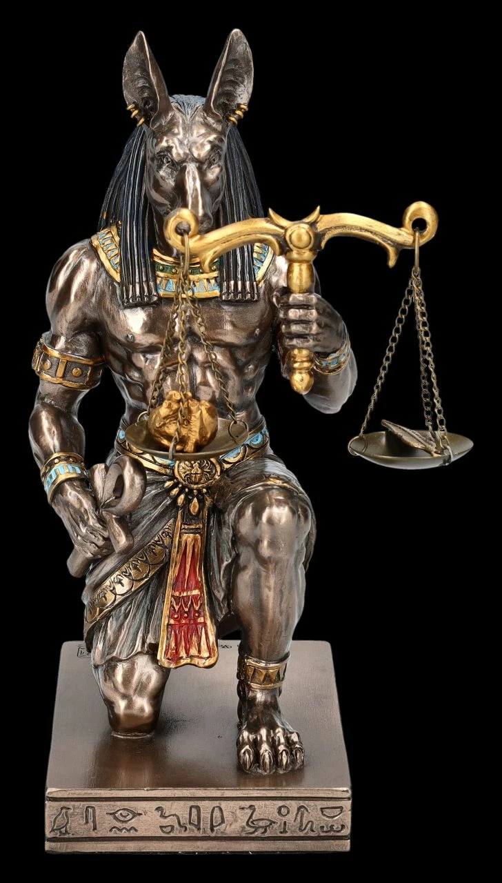 Anubis Figur Kniend - Waage Mit Herz Und Feder 4 Anubis Figur Kniend - Waage Mit Herz Und Feder – Bild 2