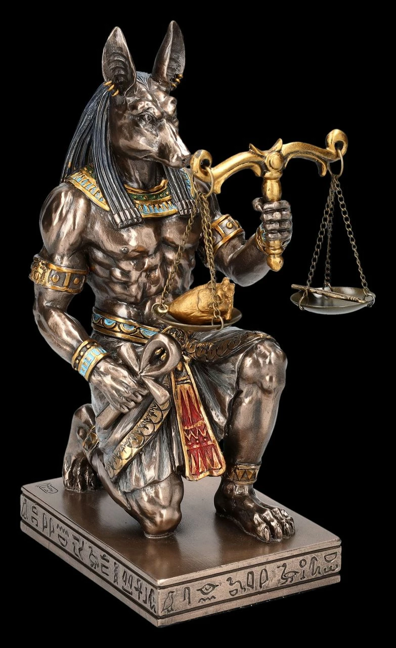 Anubis Figur Kniend - Waage Mit Herz Und Feder 3 Anubis Figur Kniend - Waage Mit Herz Und Feder