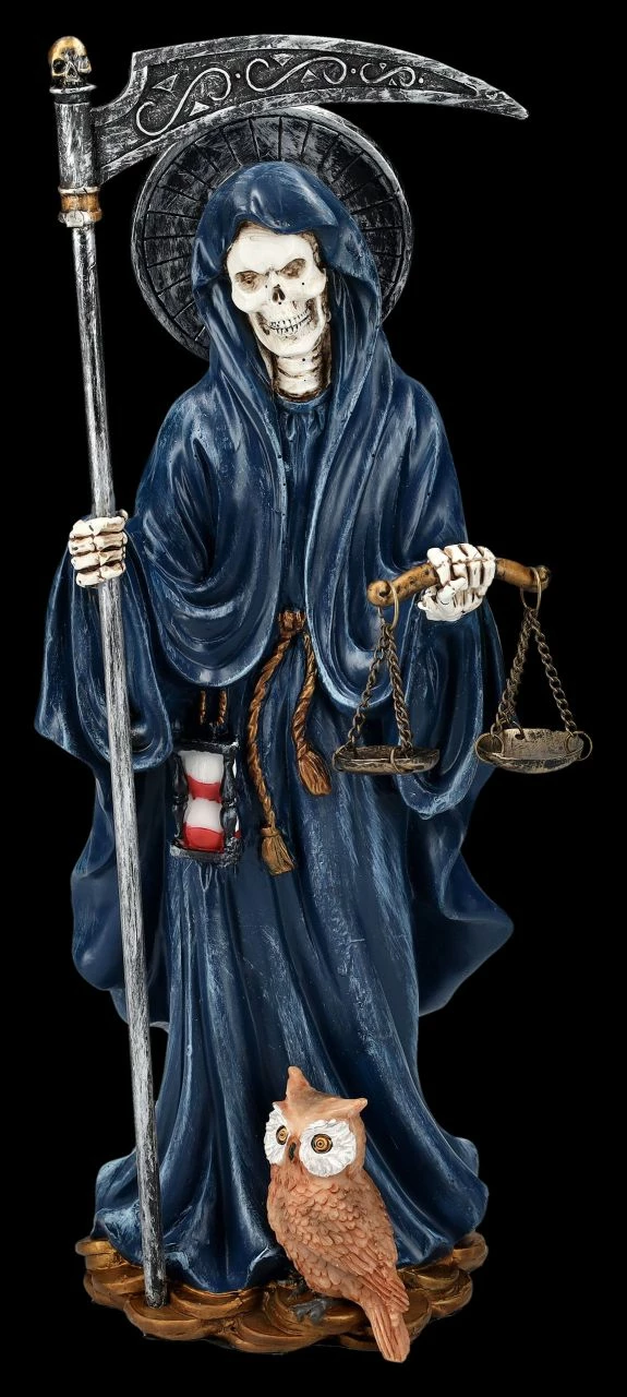 Santa Muerte Figur Mit Waage Blau 3 Santa Muerte Figur Mit Waage Blau