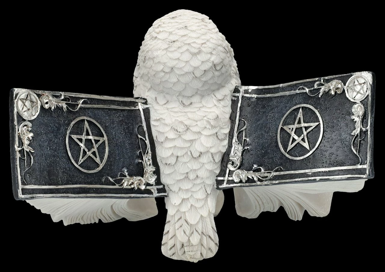 Eulen Figur Weiß - Botschafterin Mit Buchflügeln 9 Eulen Figur Weiß - Botschafterin Mit Buchflügeln – Bild 7