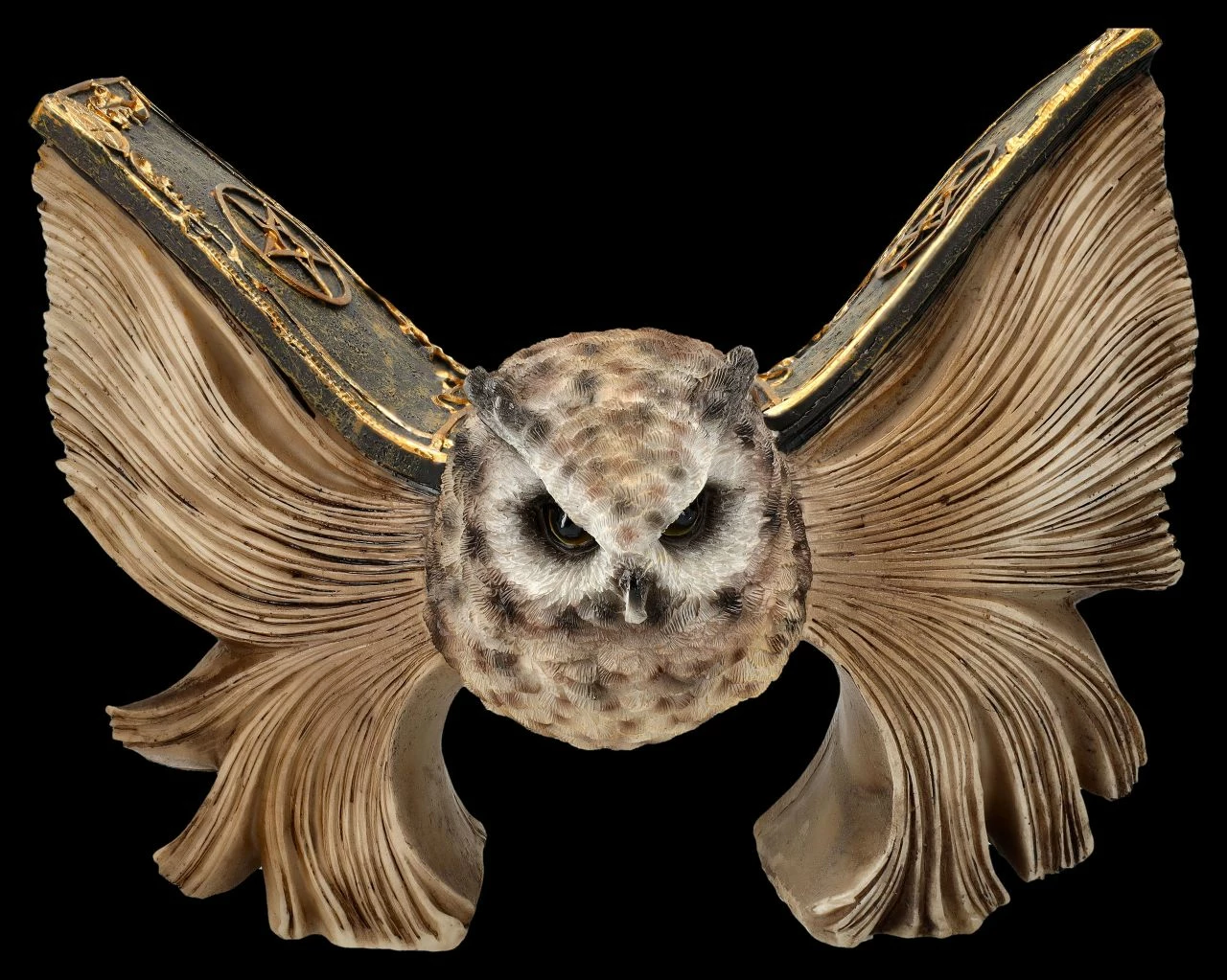 Eulen Figur Braun - Botschafterin Mit Buchflügeln 3 Eulen Figur Braun - Botschafterin Mit Buchflügeln