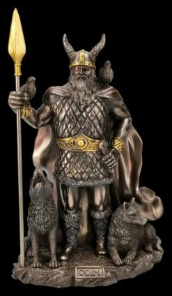 Odin Figur Stehend Mit Wölfen Und Raben