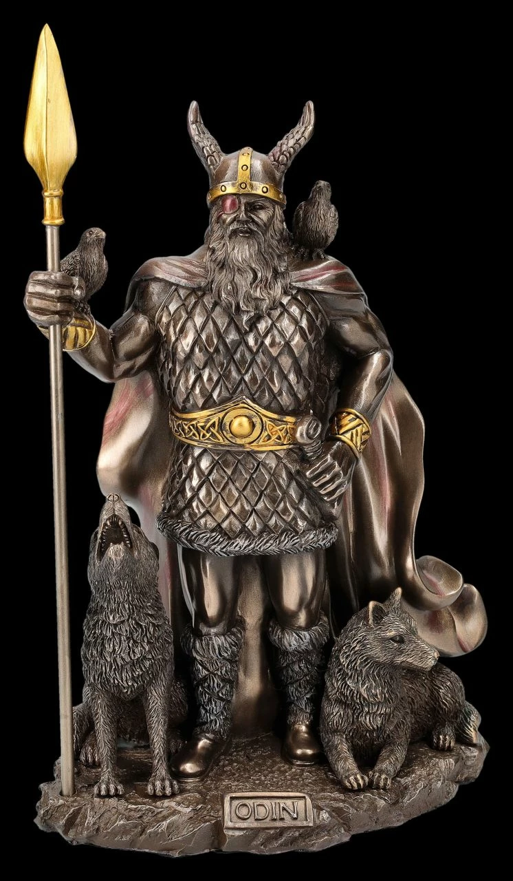 Odin Figur Stehend Mit Wölfen Und Raben 3 Odin Figur Stehend Mit Wölfen Und Raben