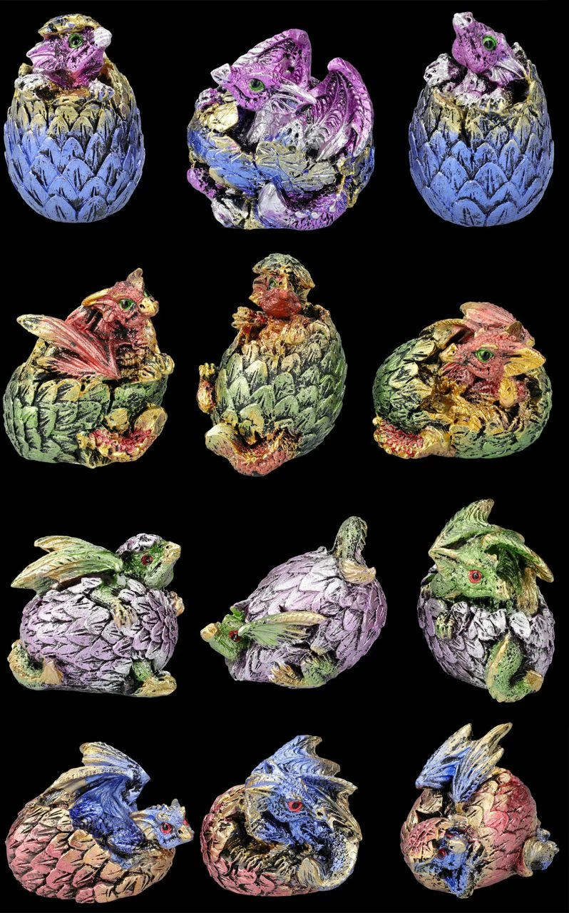 Drachenfiguren Bunt 12er Set - Babys Schlüpfen 3 Drachenfiguren Bunt 12er Set - Babys Schlüpfen
