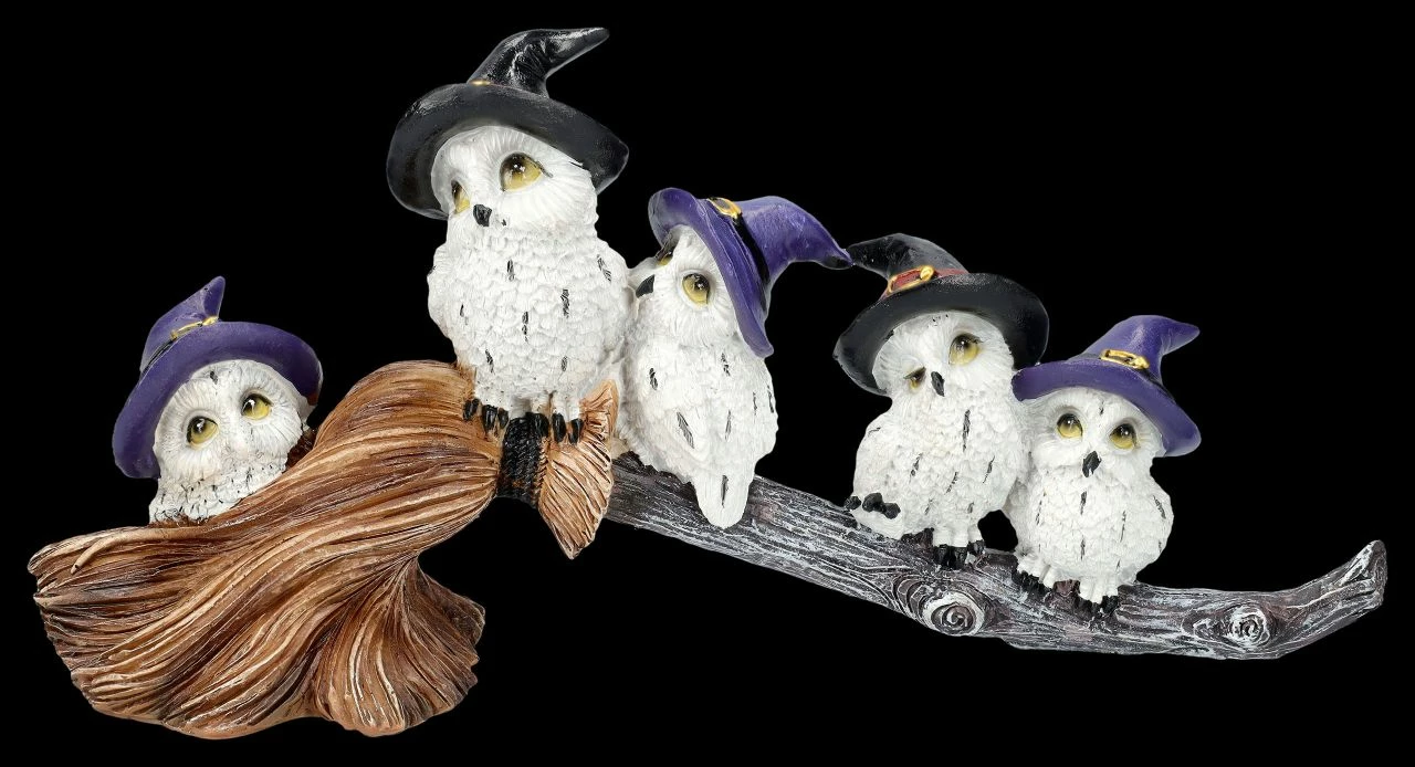 Lustige Eulen Figuren Auf Hexenbesen 3 Lustige Eulen Figuren Auf Hexenbesen