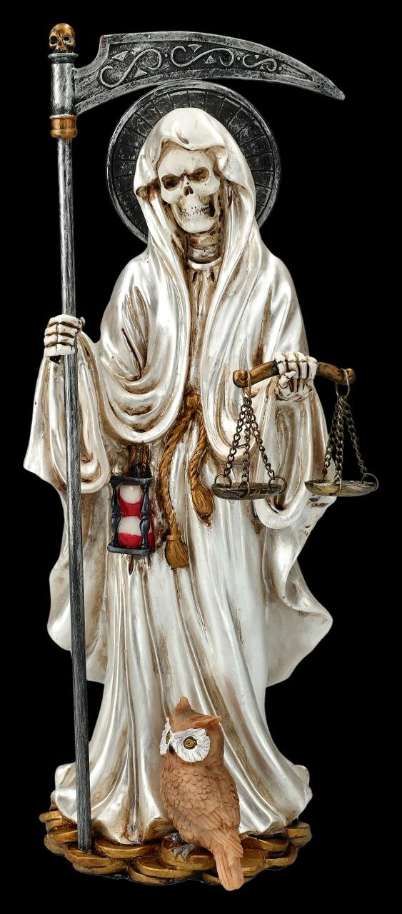 Santa Muerte Figur Mit Waage Weiß 3 Santa Muerte Figur Mit Waage Weiß