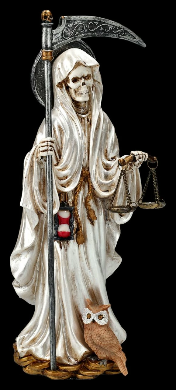Santa Muerte Figur Mit Waage Weiß 4 Santa Muerte Figur Mit Waage Weiß – Bild 2