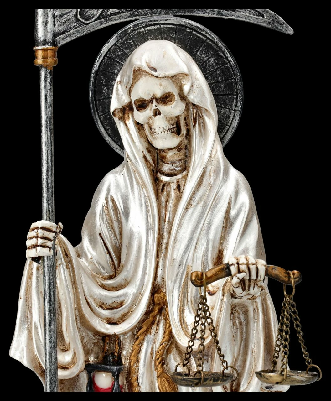 Santa Muerte Figur Mit Waage Weiß 9 Santa Muerte Figur Mit Waage Weiß – Bild 7
