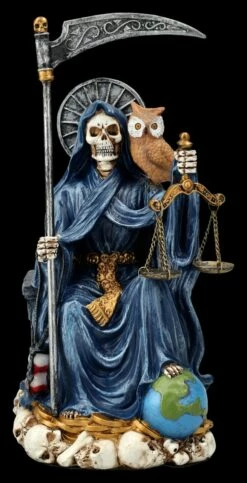 Sitzende Santa Muerte Figur Blau