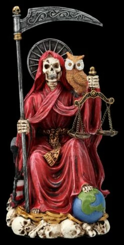 Sitzende Santa Muerte Figur Rot