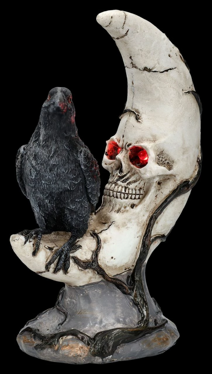 Totenkopf Mond Mit Rabe LED 4 Totenkopf Mond Mit Rabe LED – Bild 2