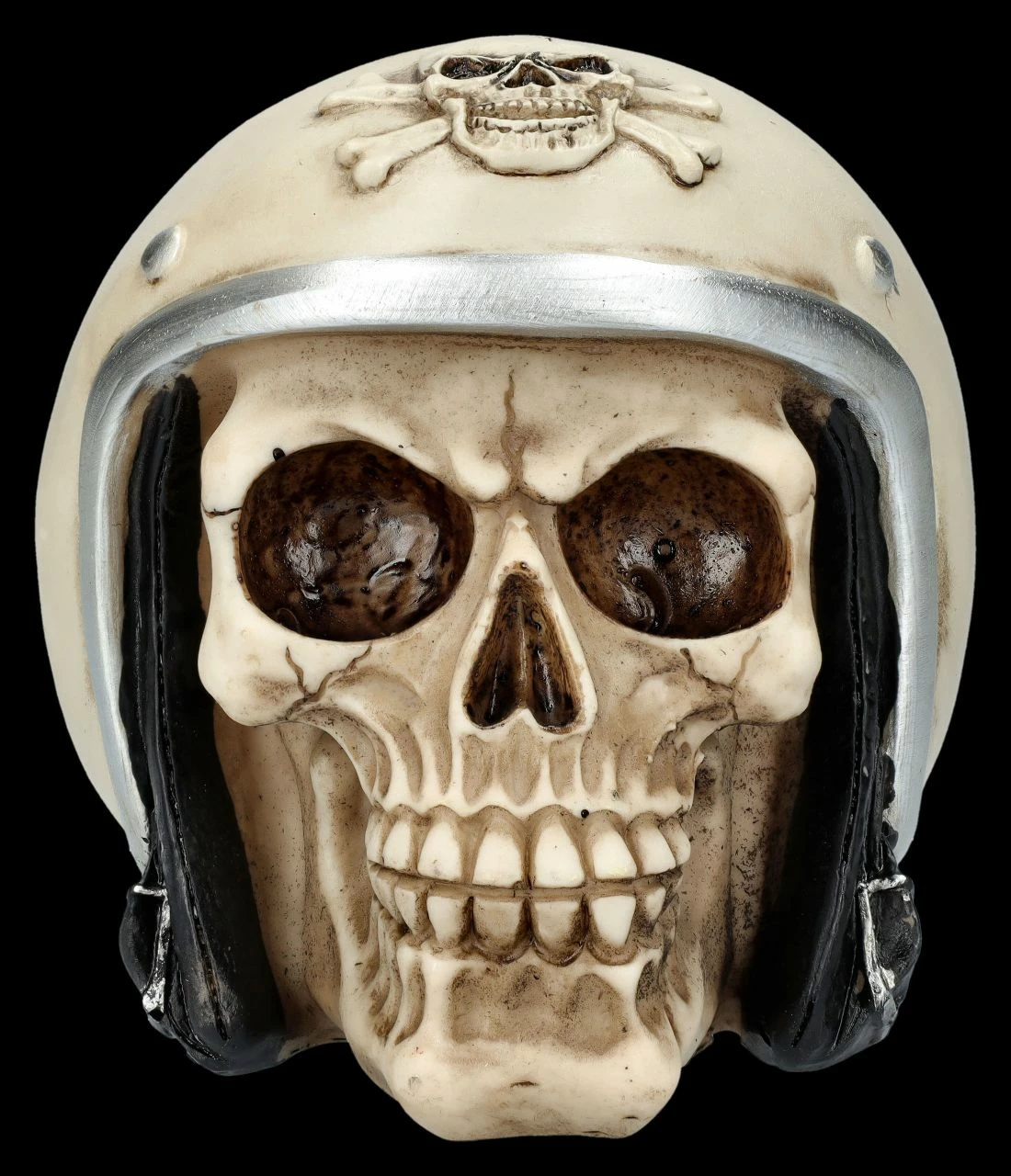 Totenkopf Figur Mit Helm Beige 4 Totenkopf Figur Mit Helm Beige – Bild 2