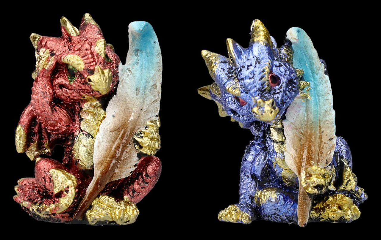 Drachen Figuren Set Mit Schreibfedern 3 Drachen Figuren Set Mit Schreibfedern