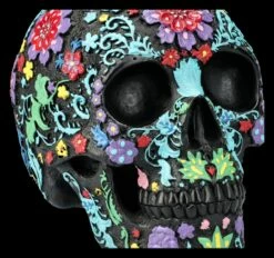 Totenkopf Figur Schwarz Mit Buntem Blumenmuster -FIGUREN Verkäufe 2D FS26684 Totenkopf Figur schwarz mit buntem Blumenmuster 7 1280x1280