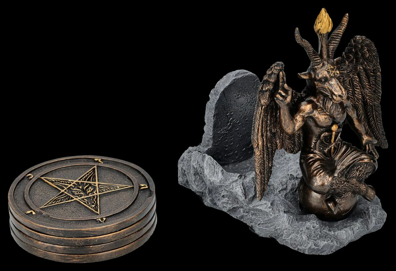 Baphomet Figur Mit Untersetzern 4 Baphomet Figur Mit Untersetzern – Bild 2