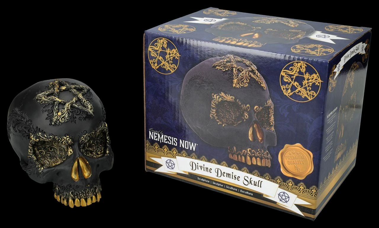 NEMESIS NOW Totenkopf Figur Schwarz-gold - Divine Demise 4 NEMESIS NOW Totenkopf Figur Schwarz-gold - Divine Demise – Bild 2
